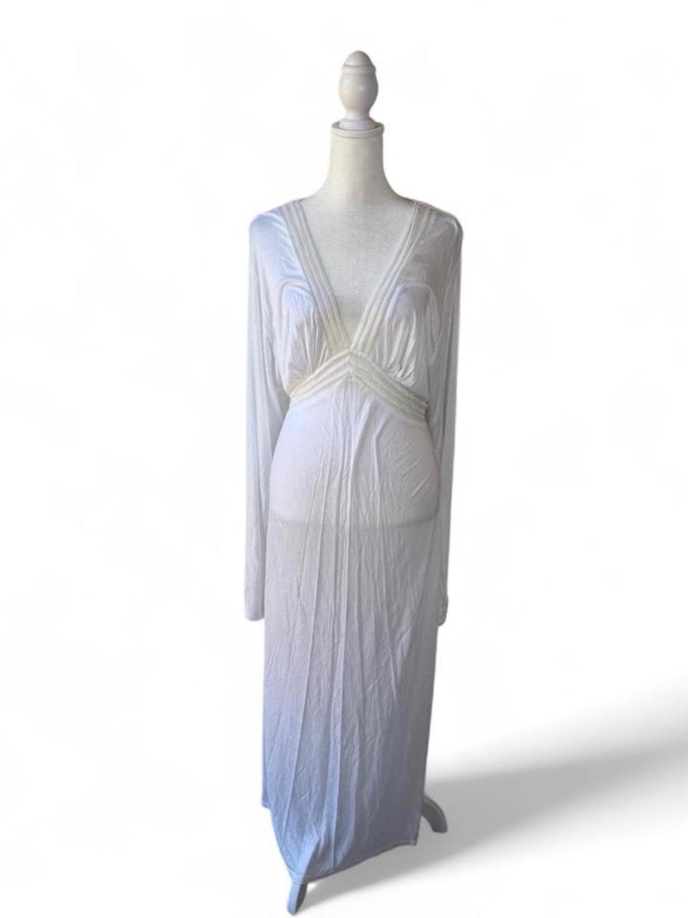 Vintage Y2K Vera Wang Babydoll Slip Gown Semi Sheer Modal White Women's Size XL